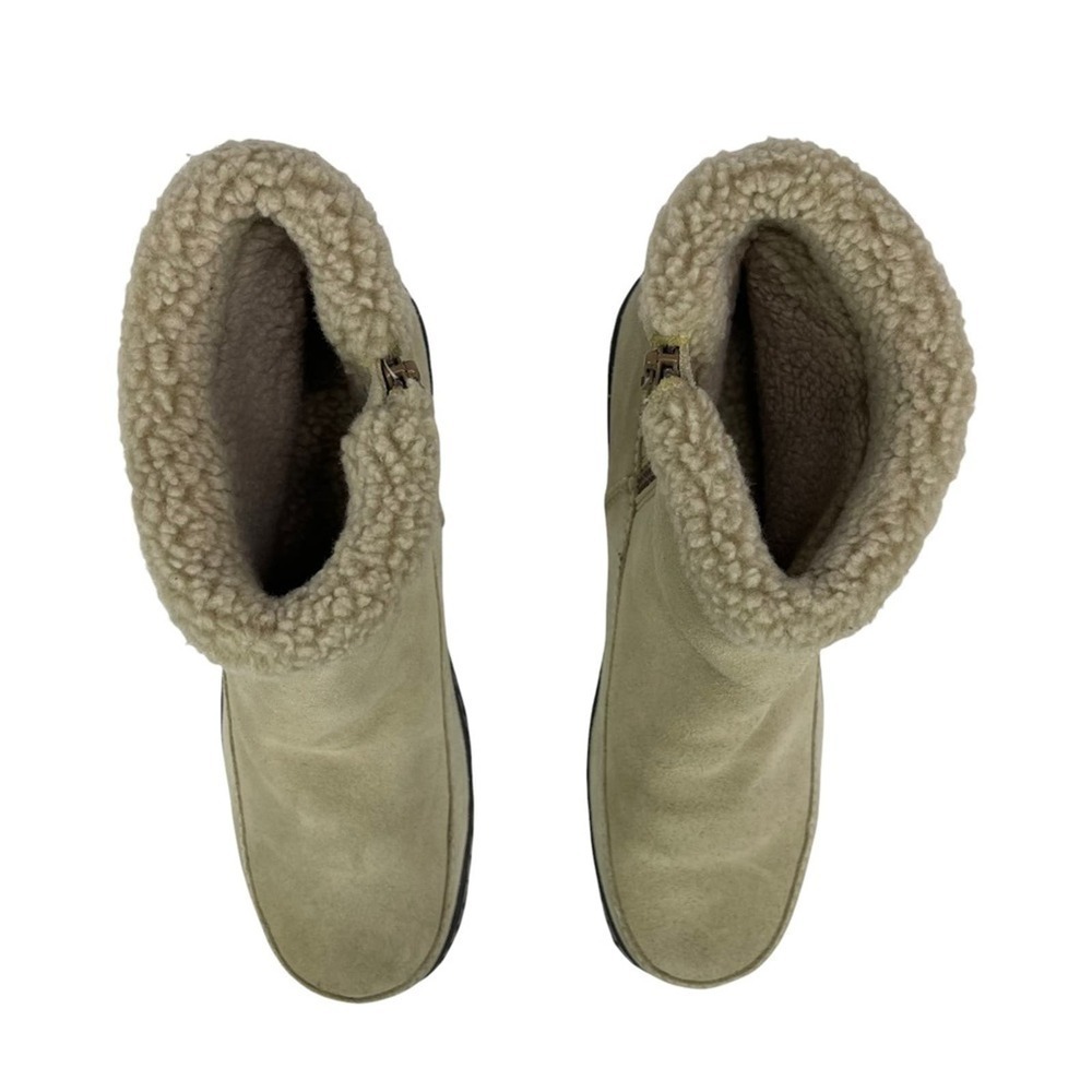 Land's End Womens Size 10 Cream Suede & Fleece Lined Winter Ankle Botties Boots - Picture 10 of 14